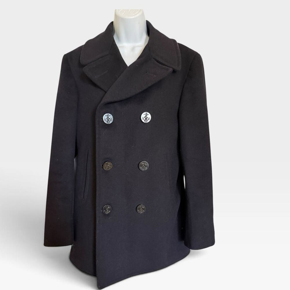 1960 US Navy Kersey Wool Peacoat Military Anchor Button 36